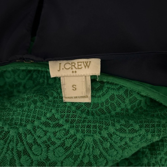 J. Crew Size Small Blue Green Lace Front Short Sleeve Top Style B0090 Blouse - Picture 4 of 4